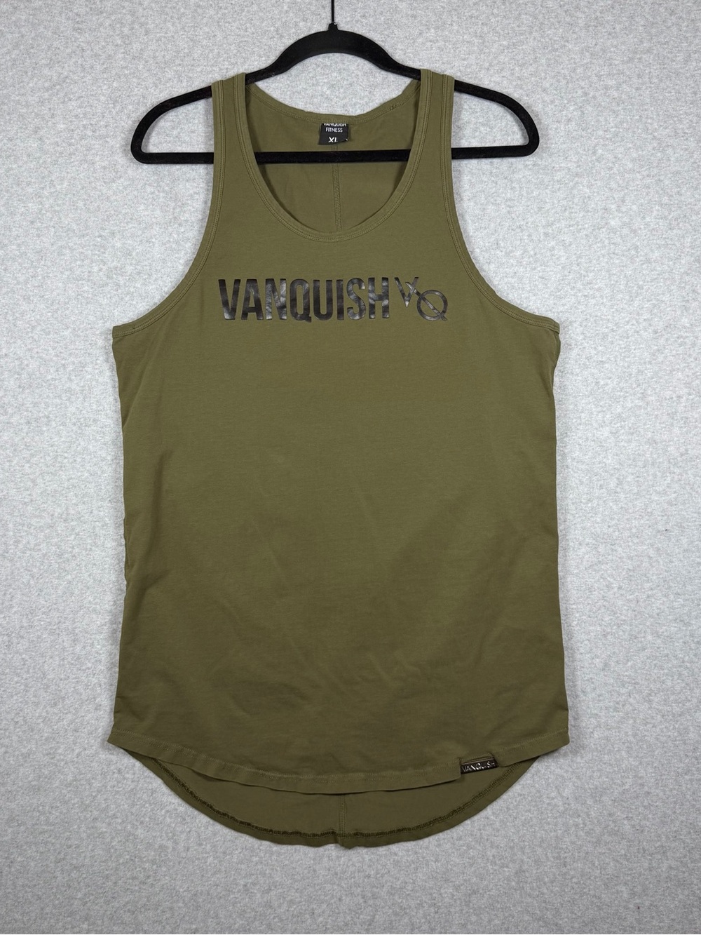 Vanquish Fitness Olive Green Chest Logo Tank Top Muscle Shirt Mens XL